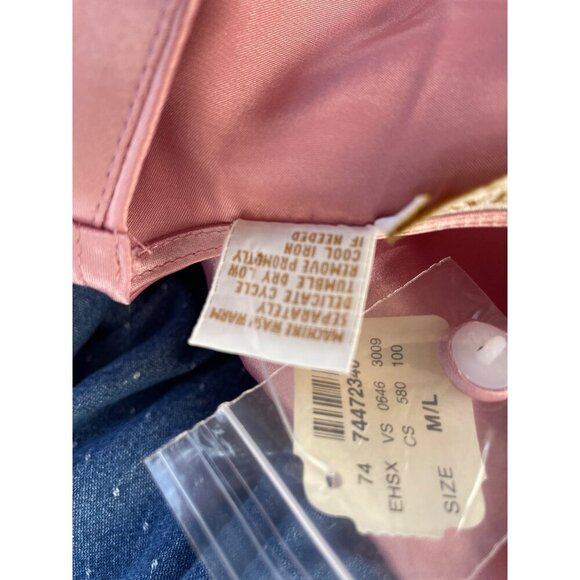 Victorias Secret Gold Label Pink Satin Button-Front Long-Sleeve Top M/L - Picture 6 of 7